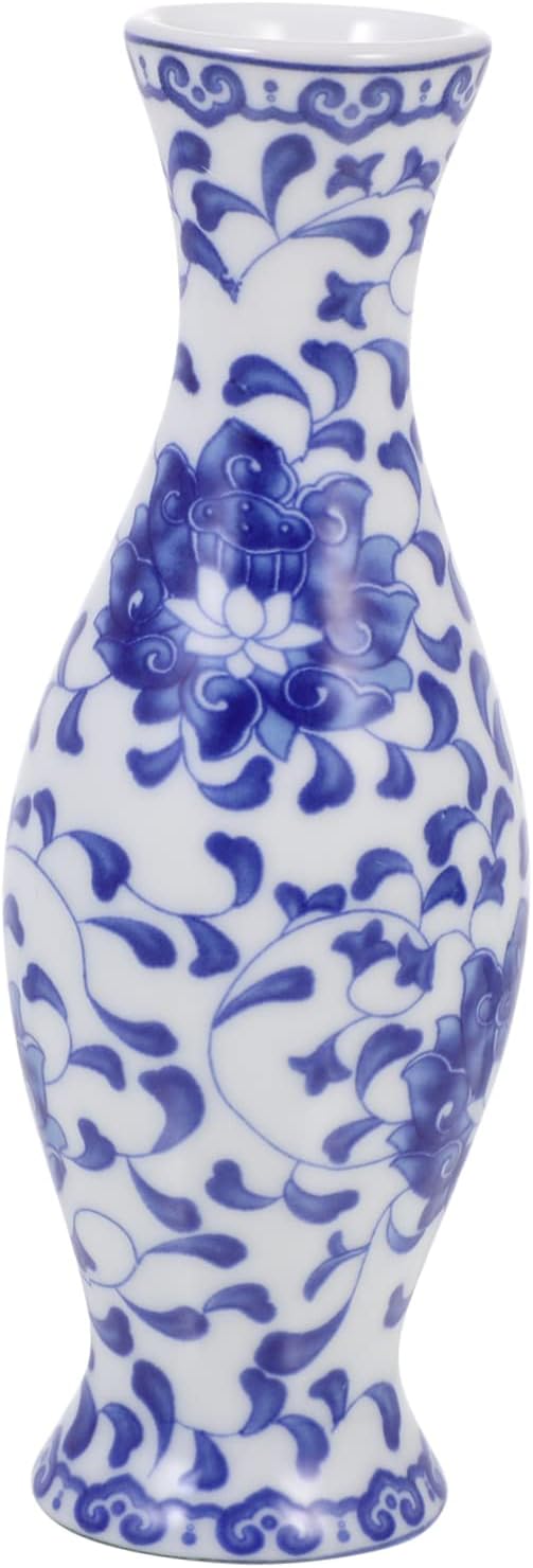 Blue and white ceramic vase plant